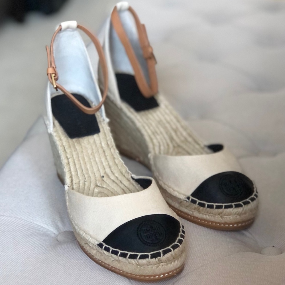 HOST PICK Tory Burch Cap Toe Espadrille Wedges - Picture 3 of 6